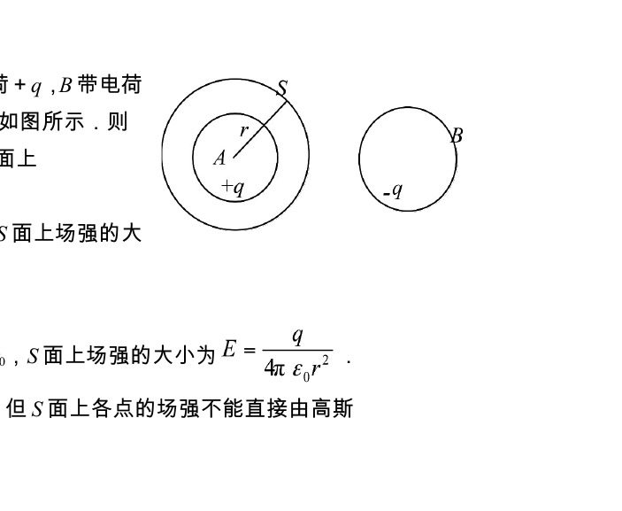 两个带电球体与高斯面