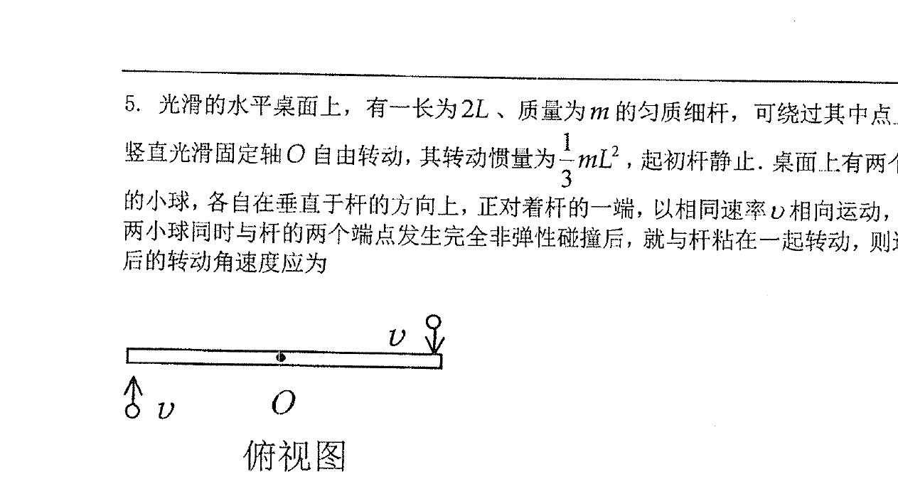 两小球同时撞击细杆两端