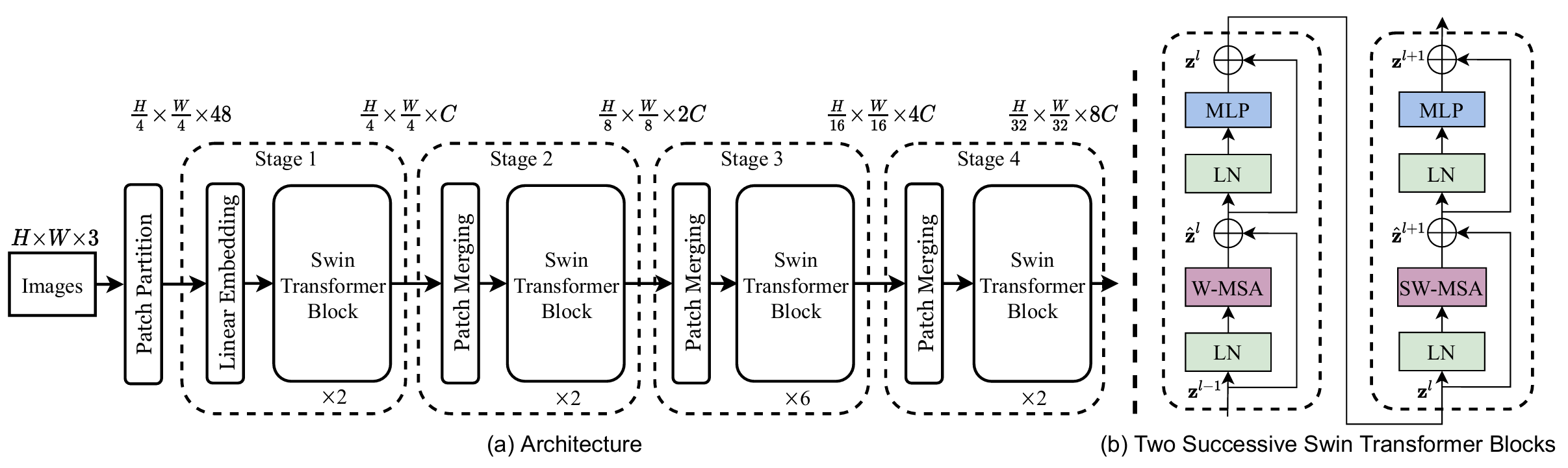 Swin Transformer 的分层结构
